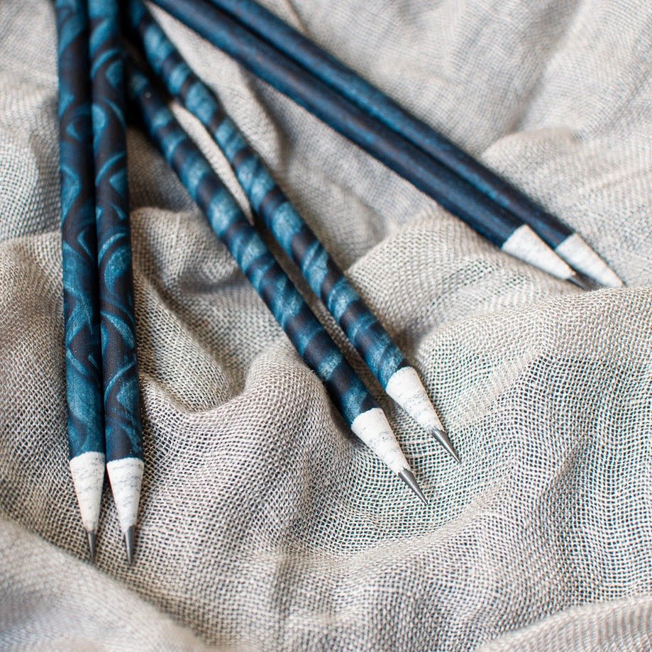 Recycled paper pencils - Hand dyed and patterns - The Second Life India