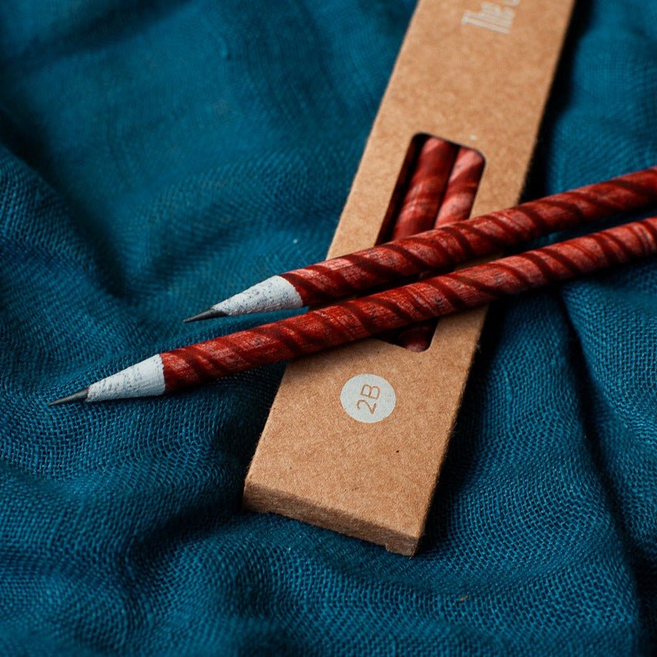 Recycled paper pencils - Hand dyed and patterns - The Second Life India