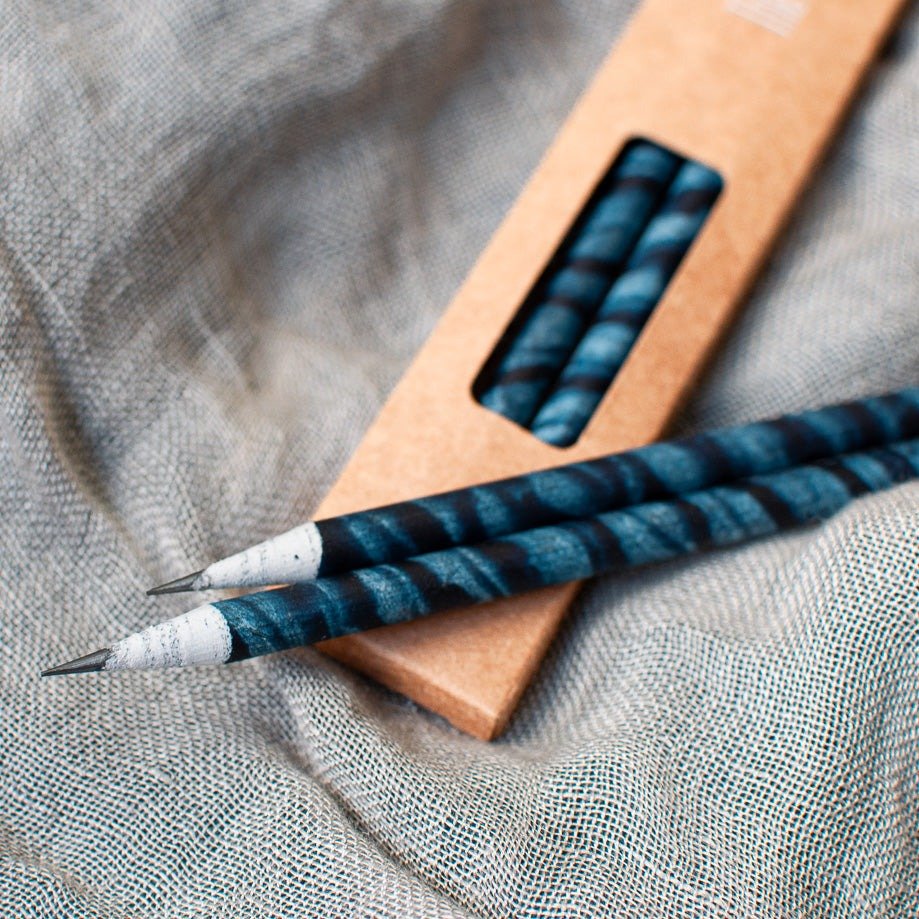 Recycled paper pencils - Hand dyed and patterns - The Second Life India