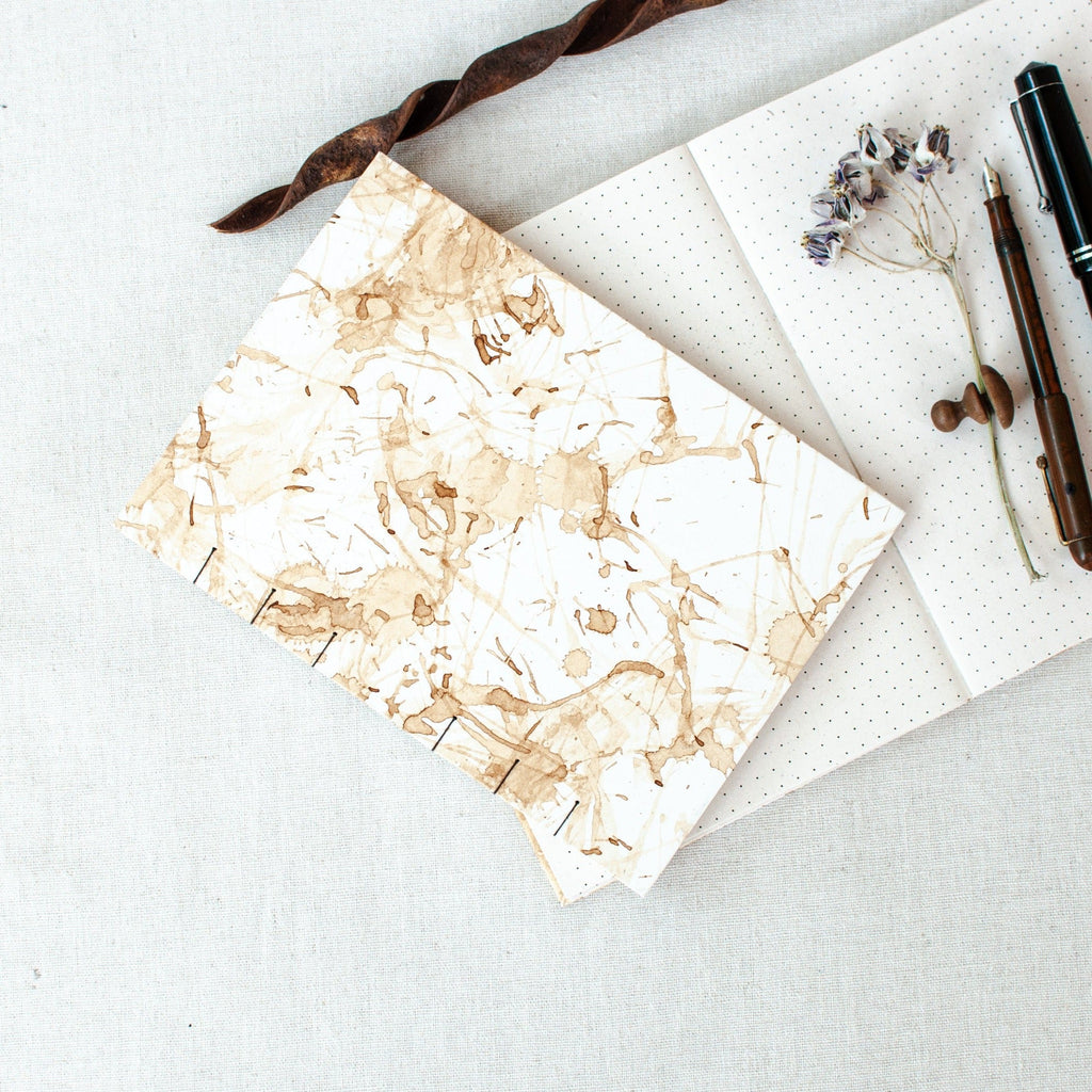 Coffee Essence: Coptic Bound Notebook with Upcycled Coffee Grounds - The Second Life India