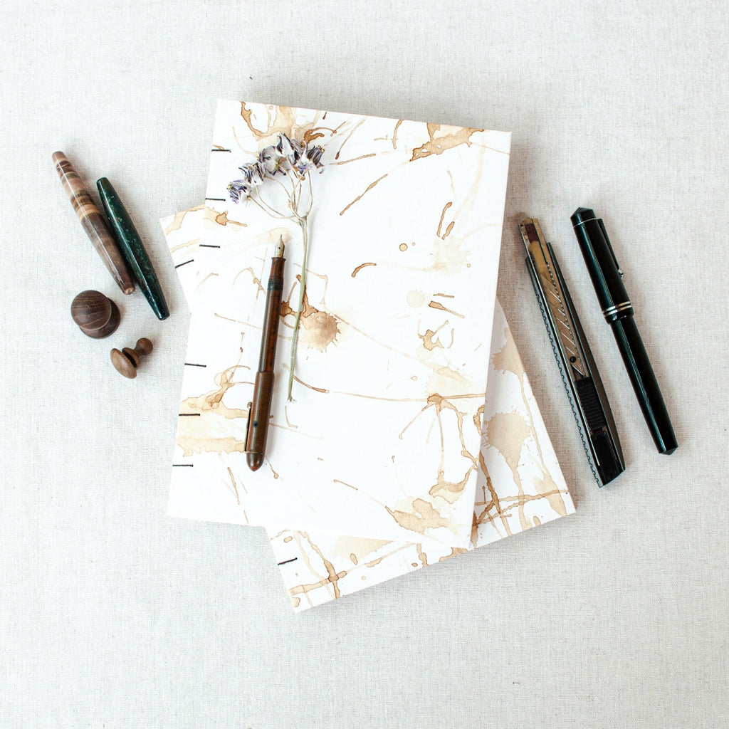 Coffee Essence: Coptic Bound Notebook with Upcycled Coffee Grounds - The Second Life India
