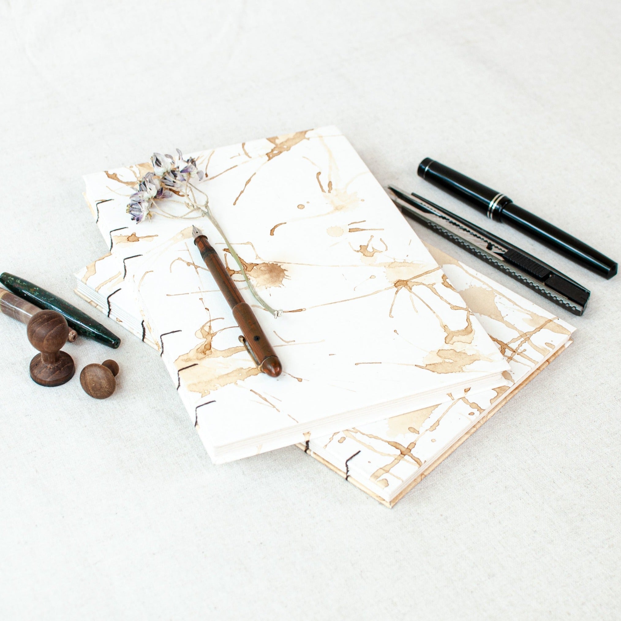 Coffee Essence: Coptic Bound Notebook with Upcycled Coffee Grounds - The Second Life India