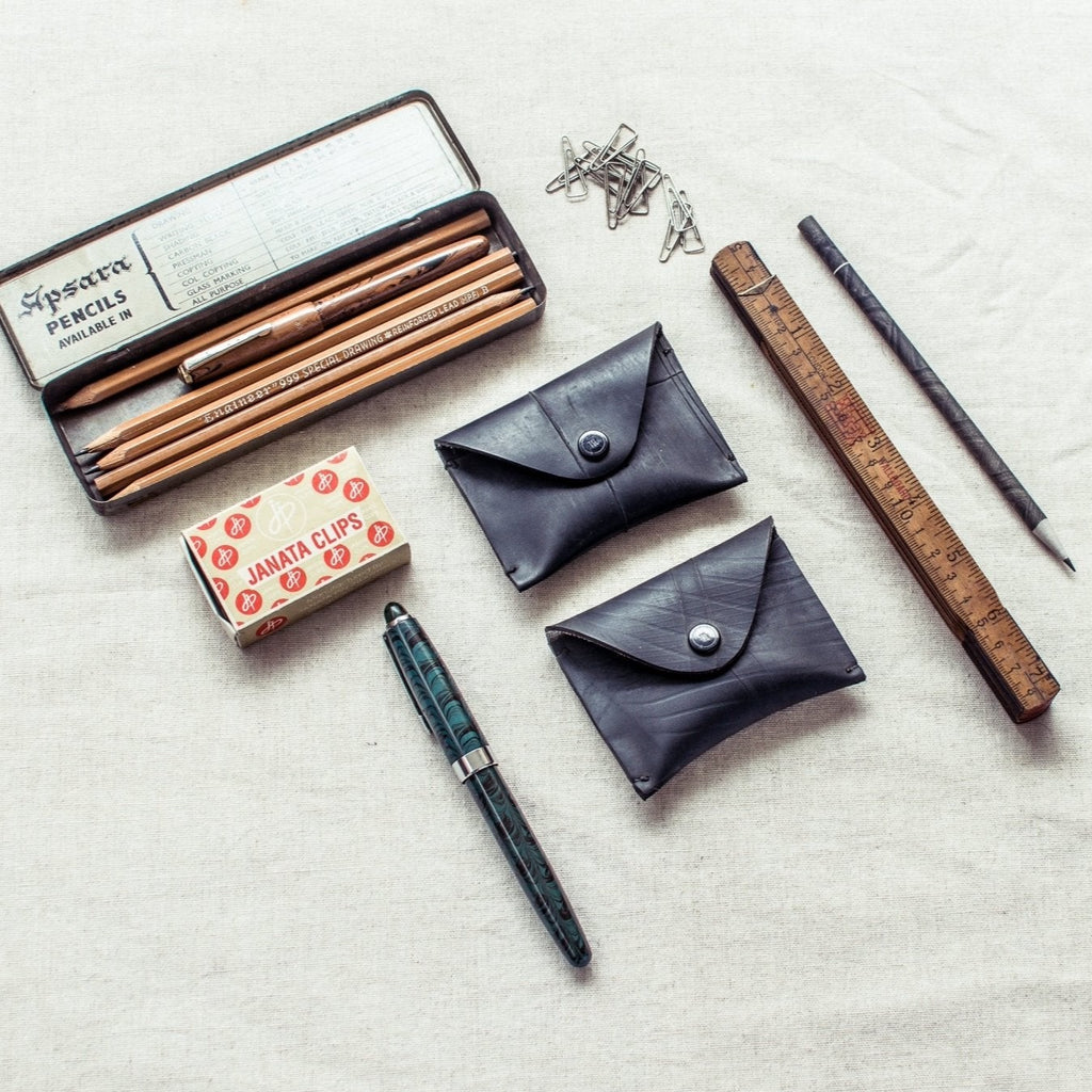 Coin pouches - Upcycled tyre tubes + fabric swatches - The Second Life India