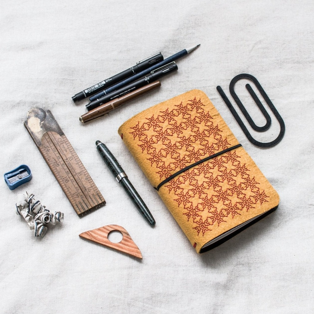 Embroidered travelogue / Planner - Upcycled tyre tube and recycled felt - The Second Life India