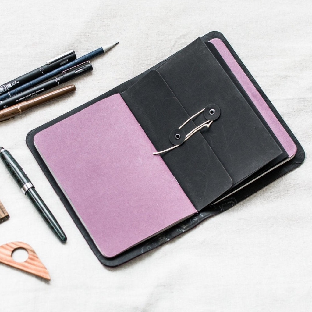 Embroidered travelogue / Planner - Upcycled tyre tube and recycled felt - The Second Life India