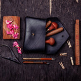Hand stitched Multipurpose pouch - Upcycled tyre tube and VHS tape - The Second Life India