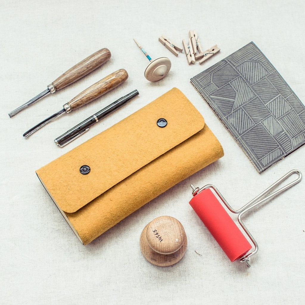 Multipurpose pouches - Upcycled tyre tube, waste wood and recycled felt - The Second Life India