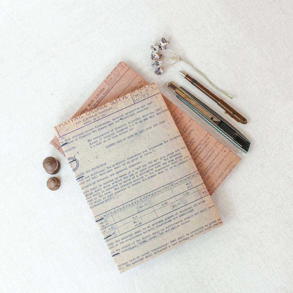 Old gold Relics: Upcycled Engineering Prints Handcrafted Notebooks - The Second Life India
