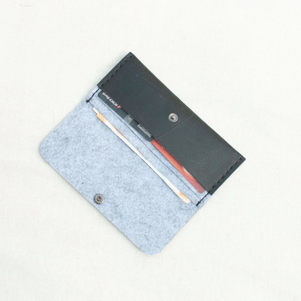 Women's Wallet - Upcycled tyre tube and recycled felt - The Second Life India